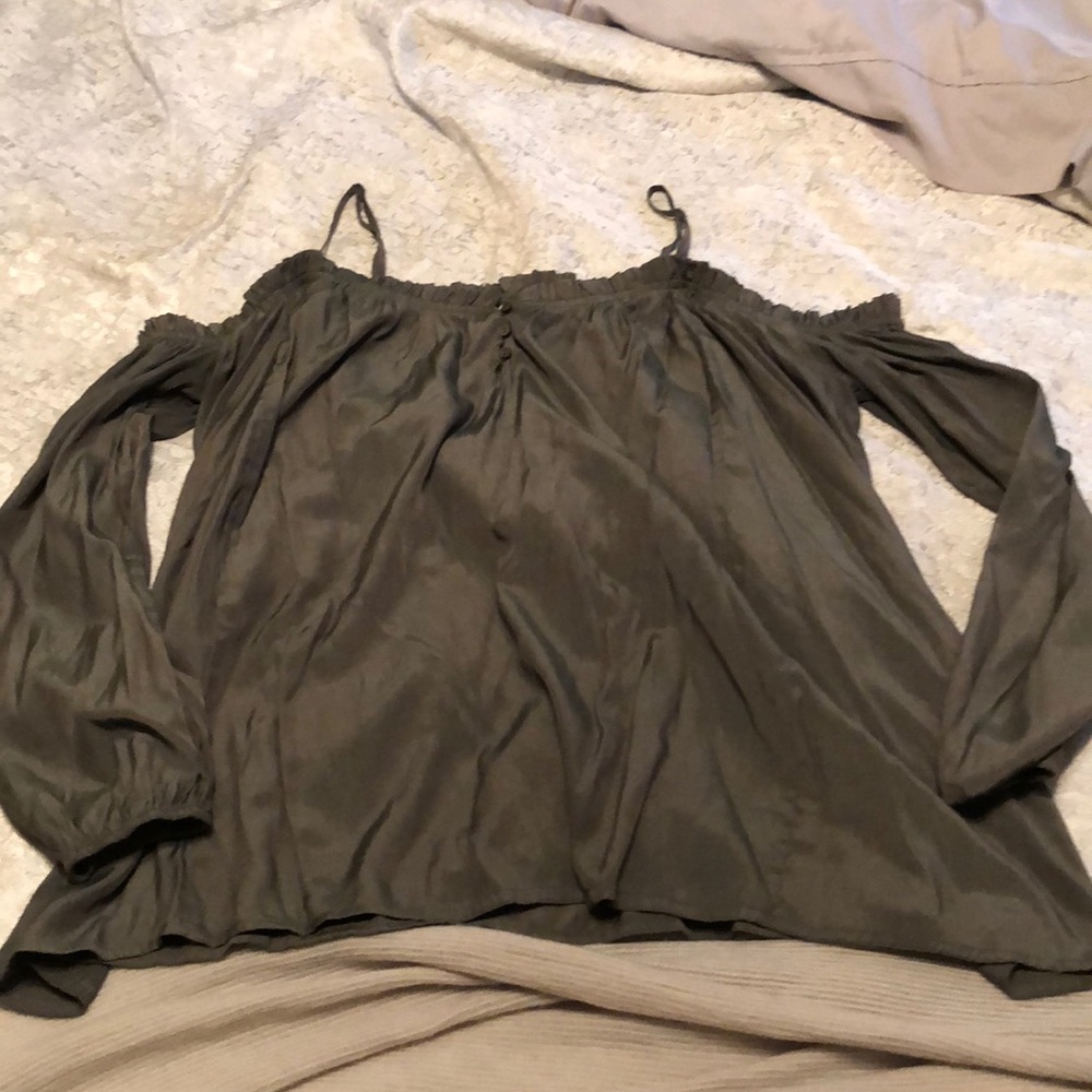 Green off the shoulder top!